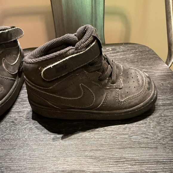 NIKE Shoes Toddler 7C COURT BOROUGH MID 2 Black Leather Sneakers CD7784-001 - Picture 6 of 10